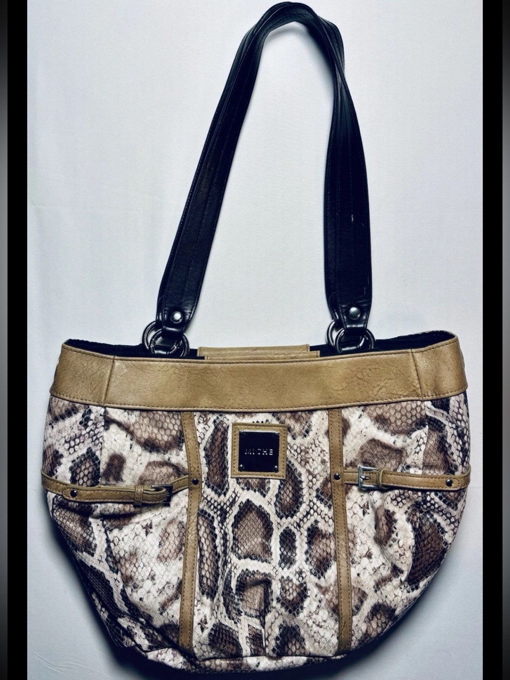 Miche Faux Leather Large Tote Bag Women's Shoulder Bag Animal Print Very Good